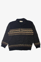 Vintage  Green Leaves Quarter-Zip 80s Sweater