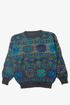 Vintage  Blue and Gray Patterns 80s Sweater