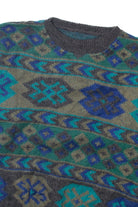 Vintage  Blue and Gray Patterns 80s Sweater