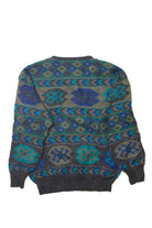 Vintage  Blue and Gray Patterns 80s Sweater
