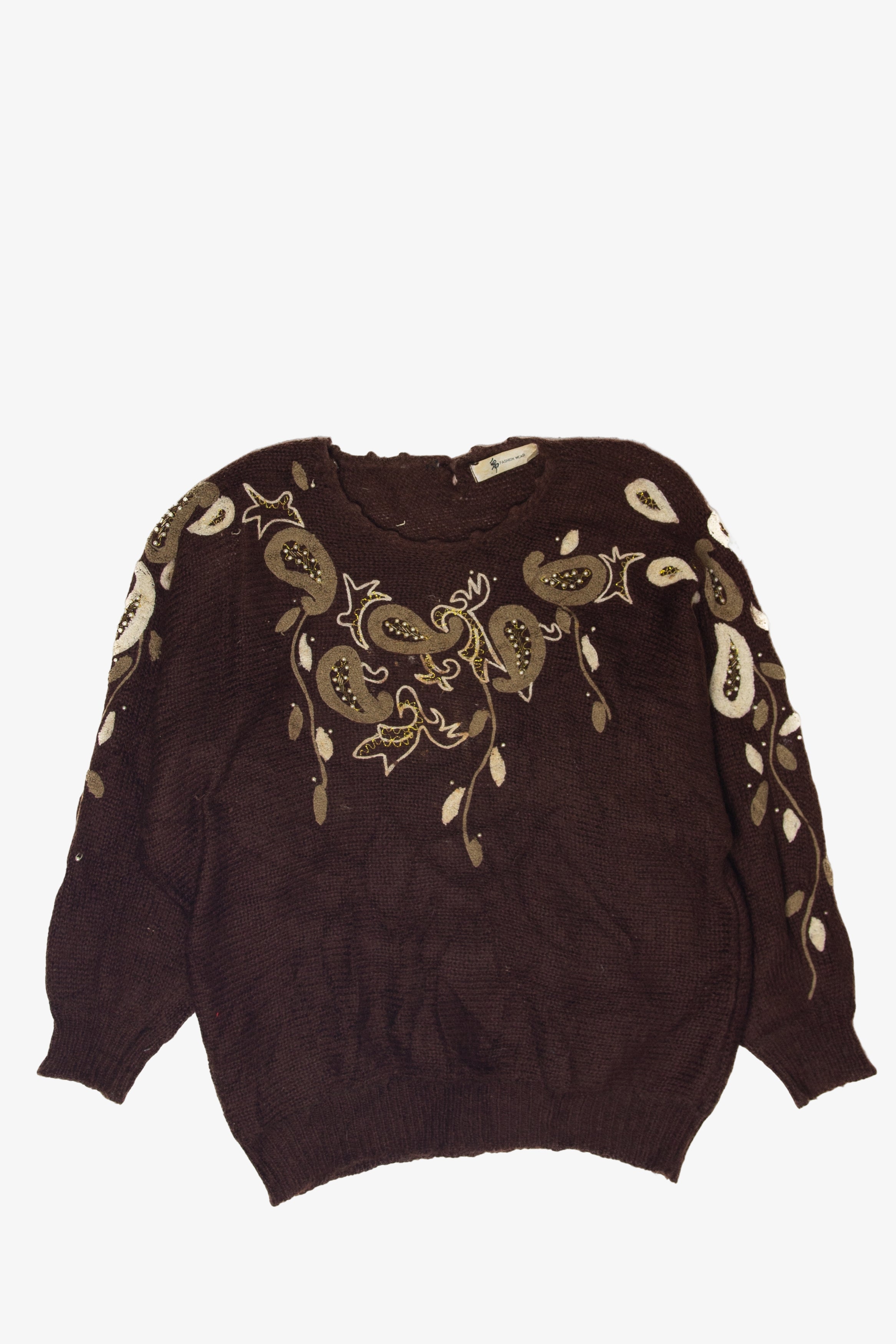 Vintage  Fashion Wear Embroidered 80s Sweater