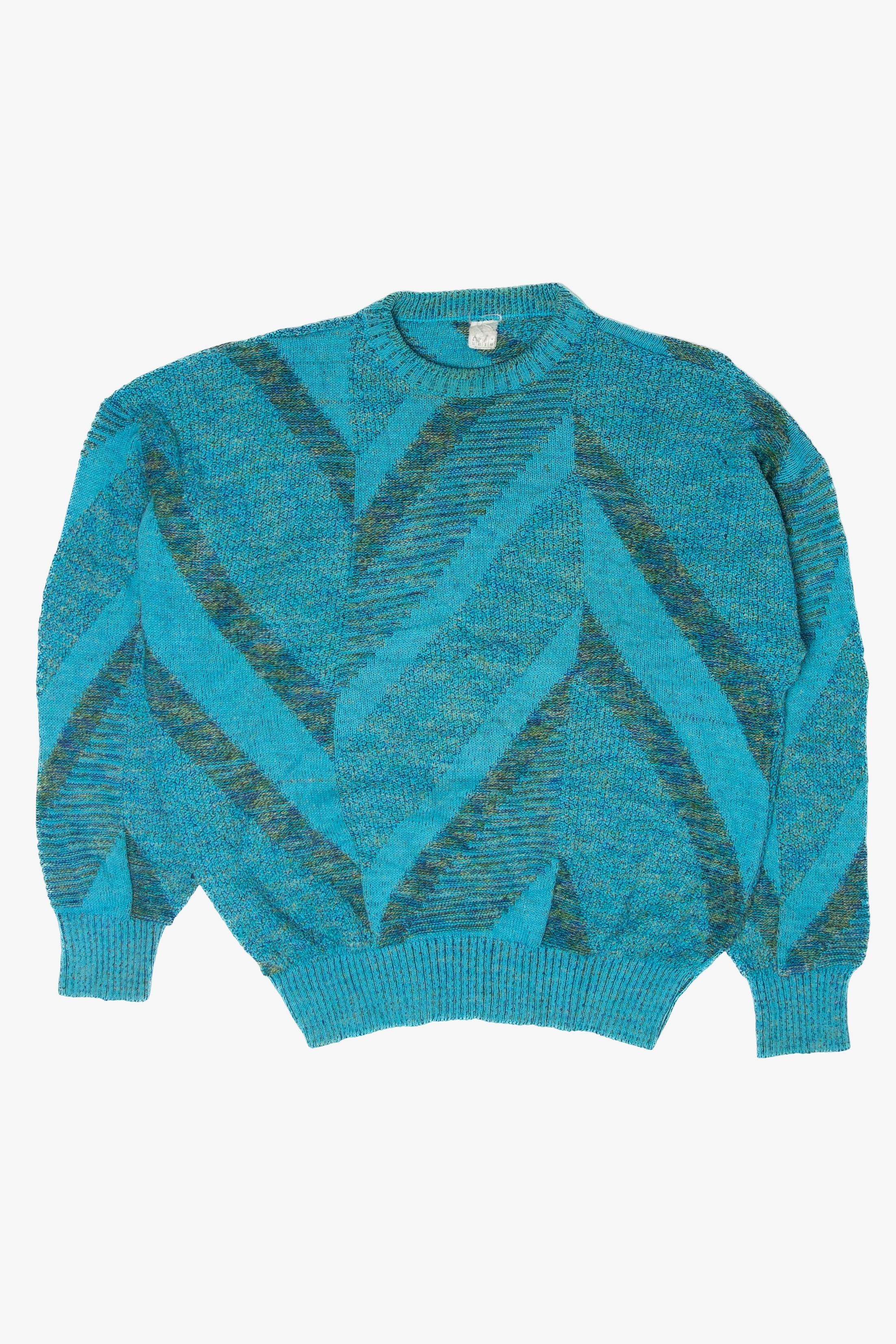 Vintage Blue Zig Zag Lines 80s Sweater (1980s)