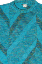Vintage Blue Zig Zag Lines 80s Sweater (1980s)