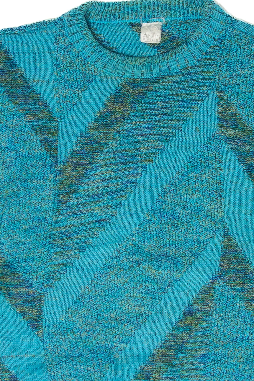 Vintage Blue Zig Zag Lines 80s Sweater (1980s)