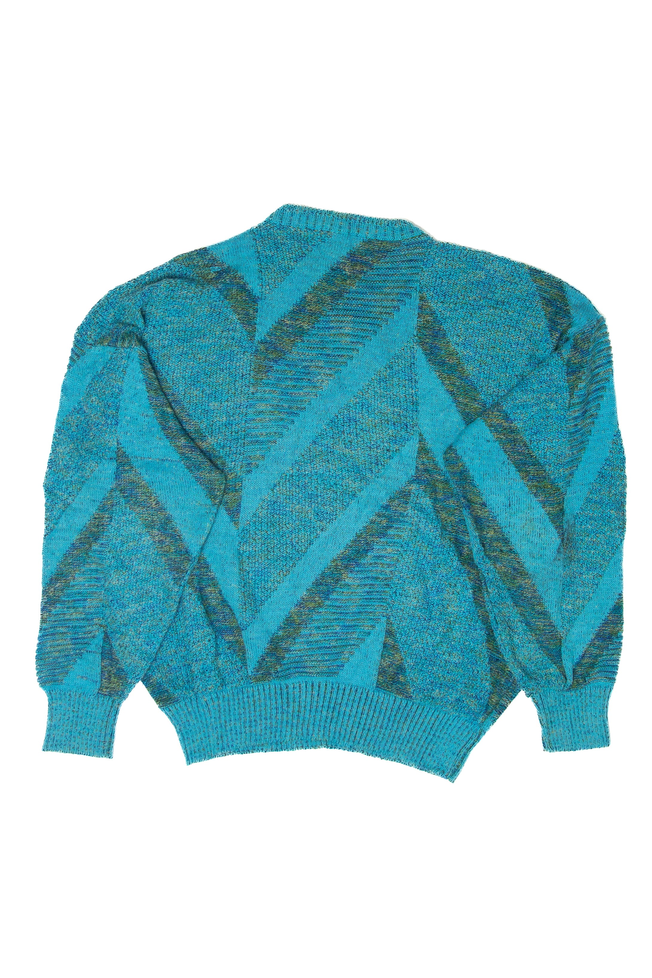 Vintage Blue Zig Zag Lines 80s Sweater (1980s)
