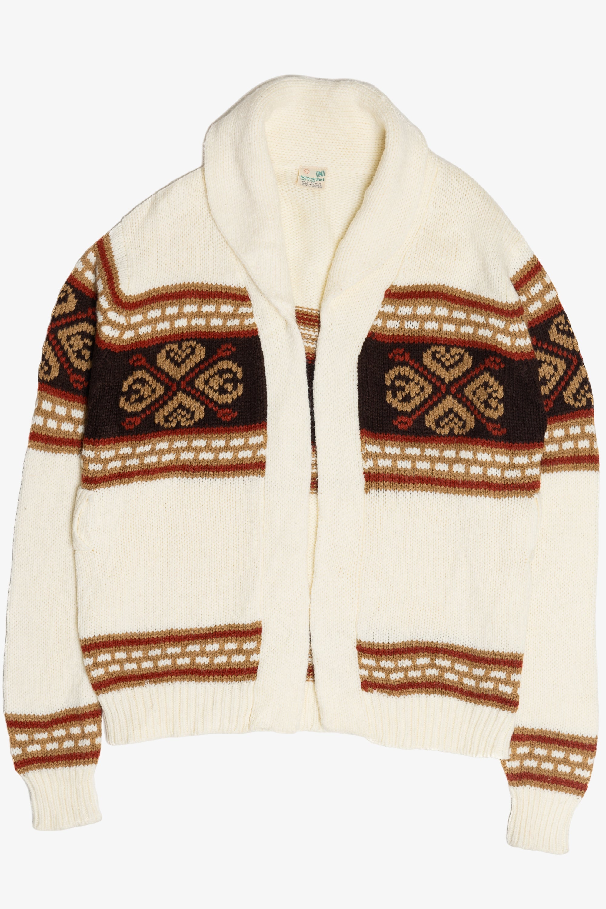 Vintage National Shirt 80s Open Front Sweater (1980s)