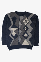 Vintage Dark Blue And Gray 80s Sweater (1980s)