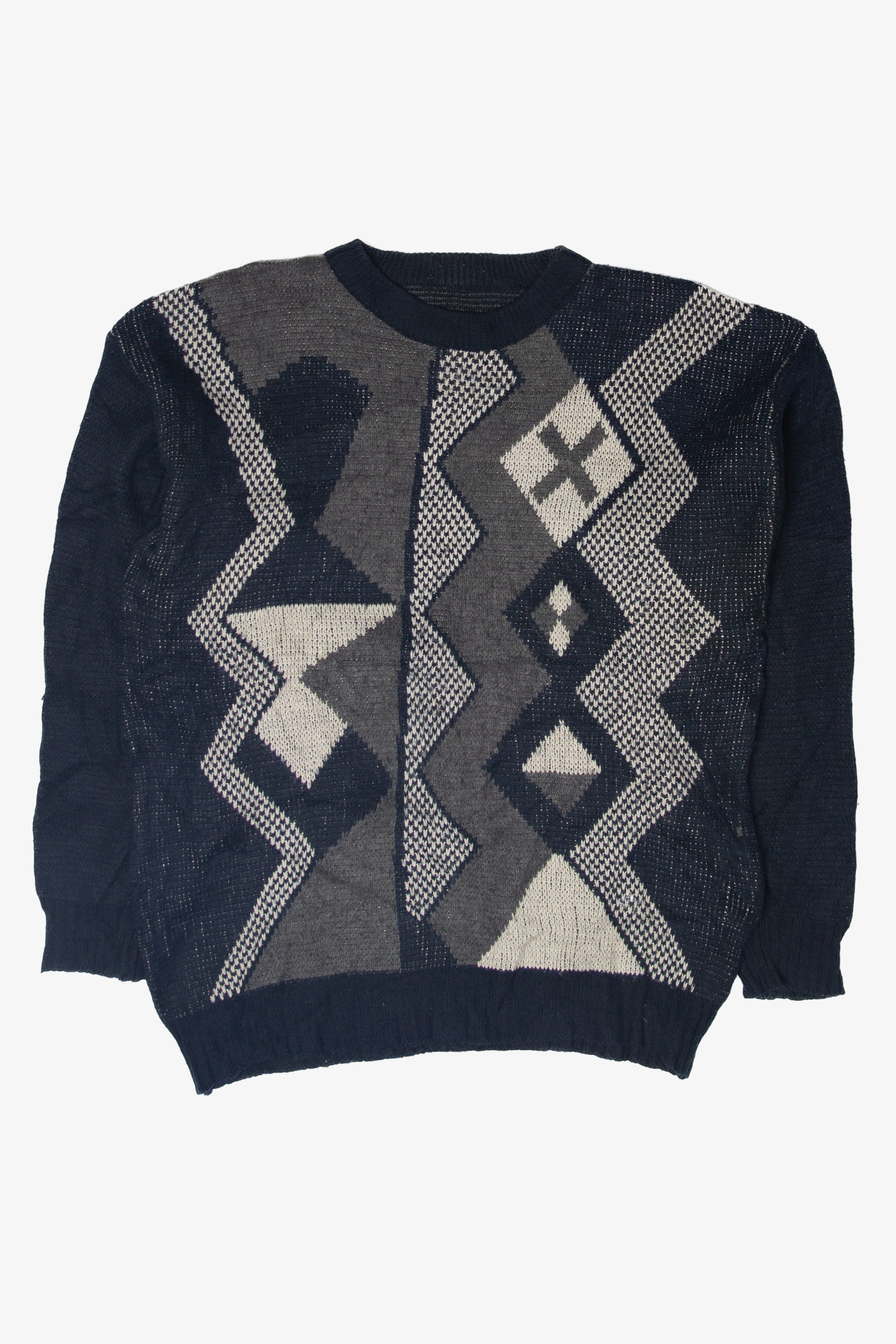 Vintage Dark Blue And Gray 80s Sweater (1980s)