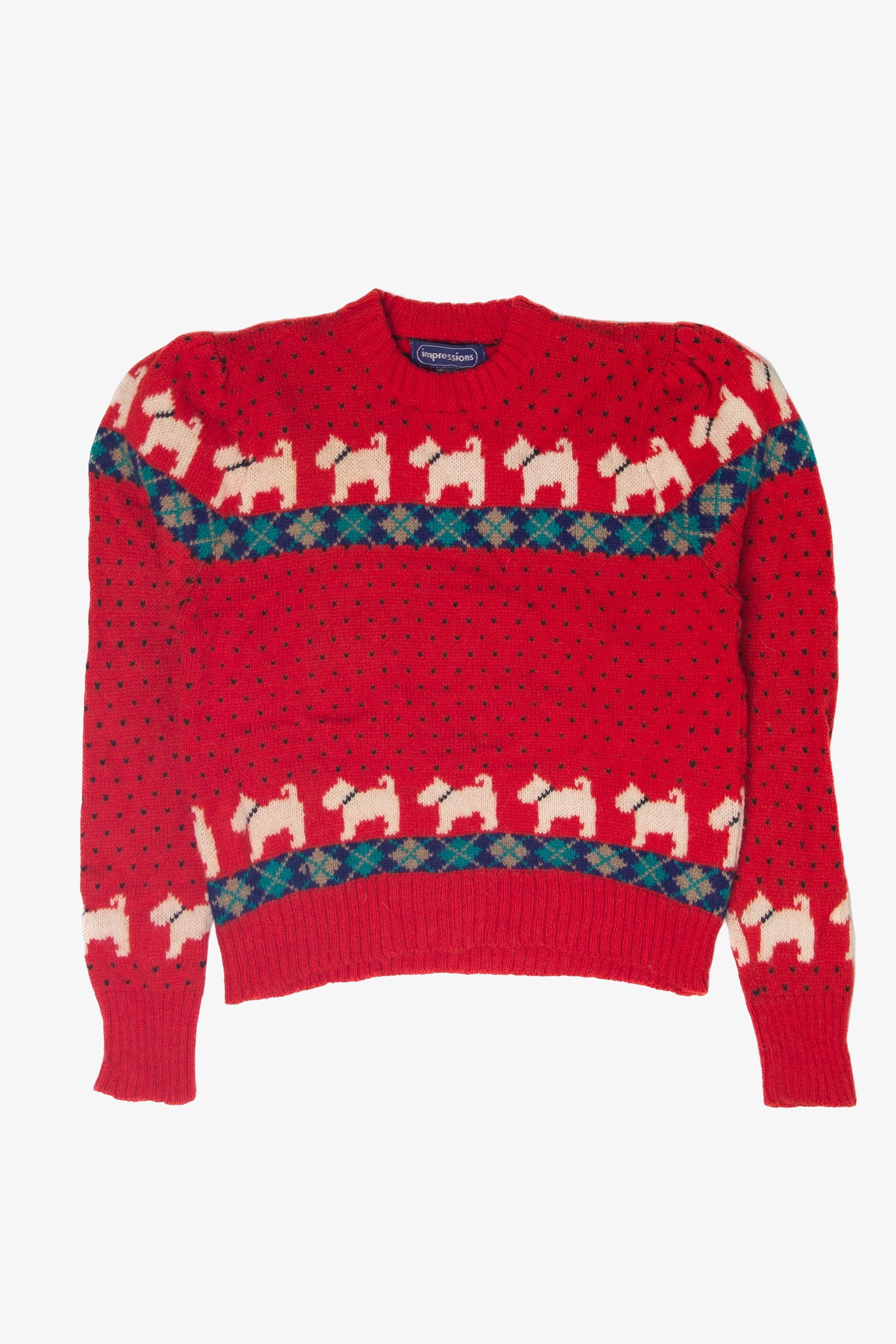 Vintage Dogs Pattern 80s Sweater (1980s)