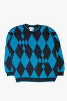 Vintage Pierre Cardin Blue And Black Diamond 80s Sweater (1980s)