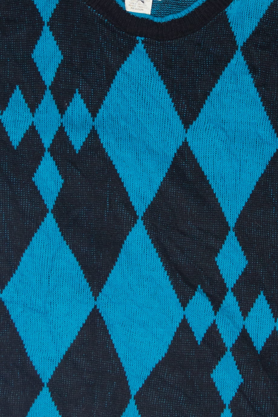 Vintage Pierre Cardin Blue And Black Diamond 80s Sweater (1980s)