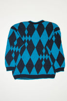 Vintage Pierre Cardin Blue And Black Diamond 80s Sweater (1980s)