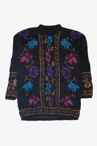 Vintage Black Floral 80s Sweater (1980s)