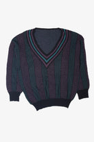 Vintage V-Neck Striped 80s Sweater (1980s)