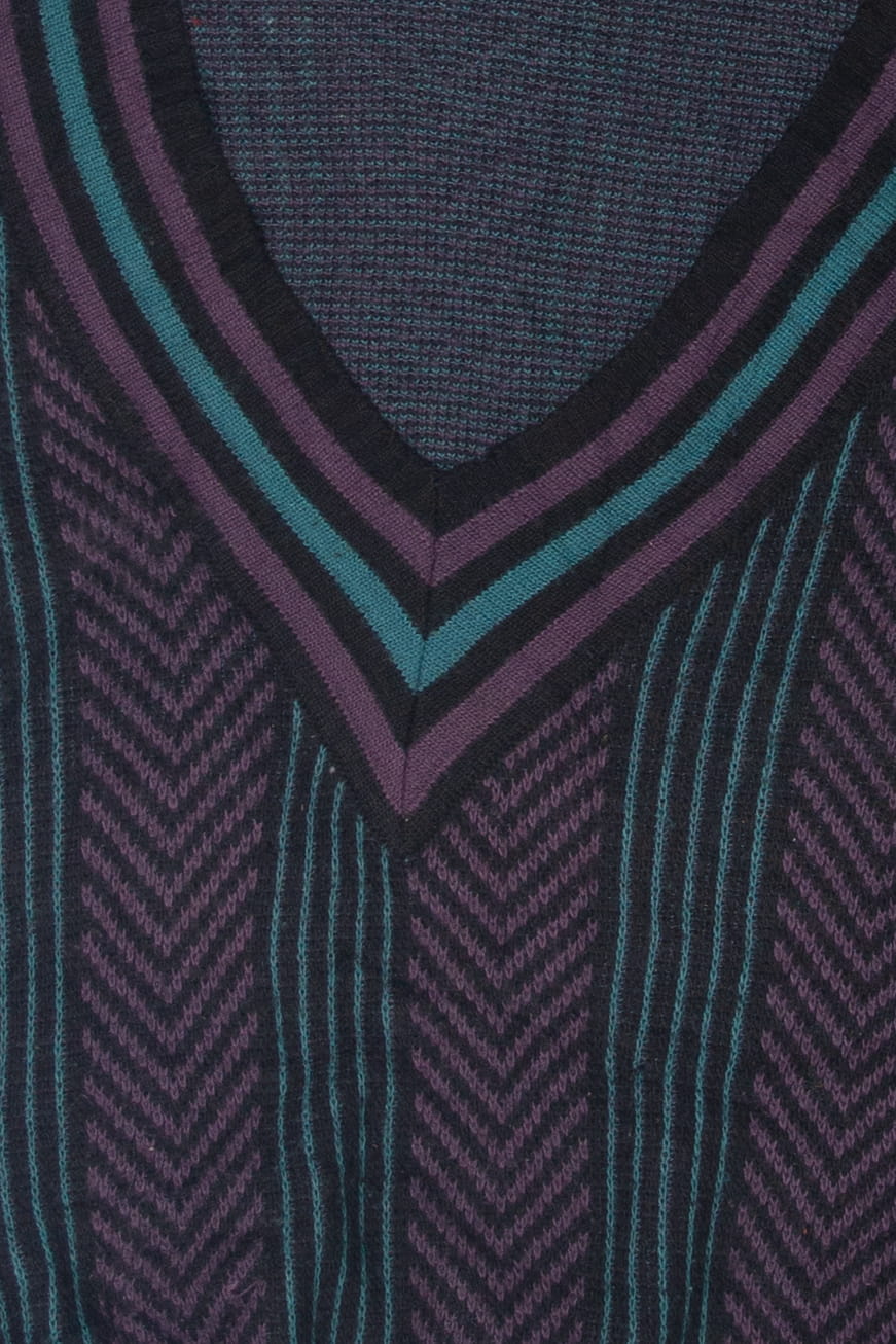 Vintage V-Neck Striped 80s Sweater (1980s)