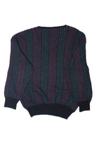 Vintage V-Neck Striped 80s Sweater (1980s)