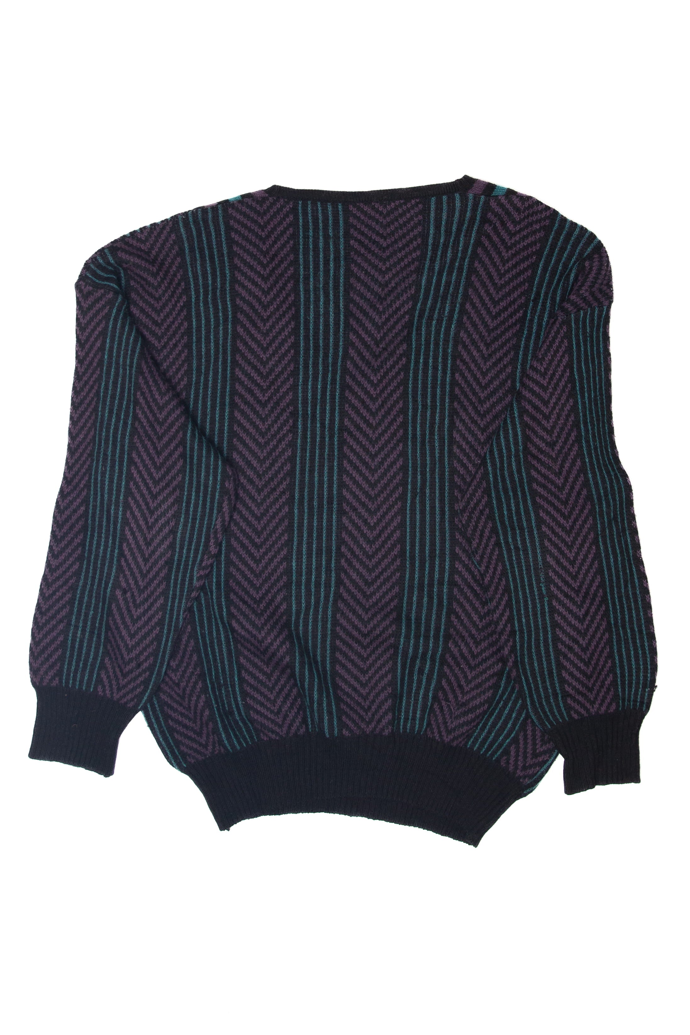 Vintage V-Neck Striped 80s Sweater (1980s)