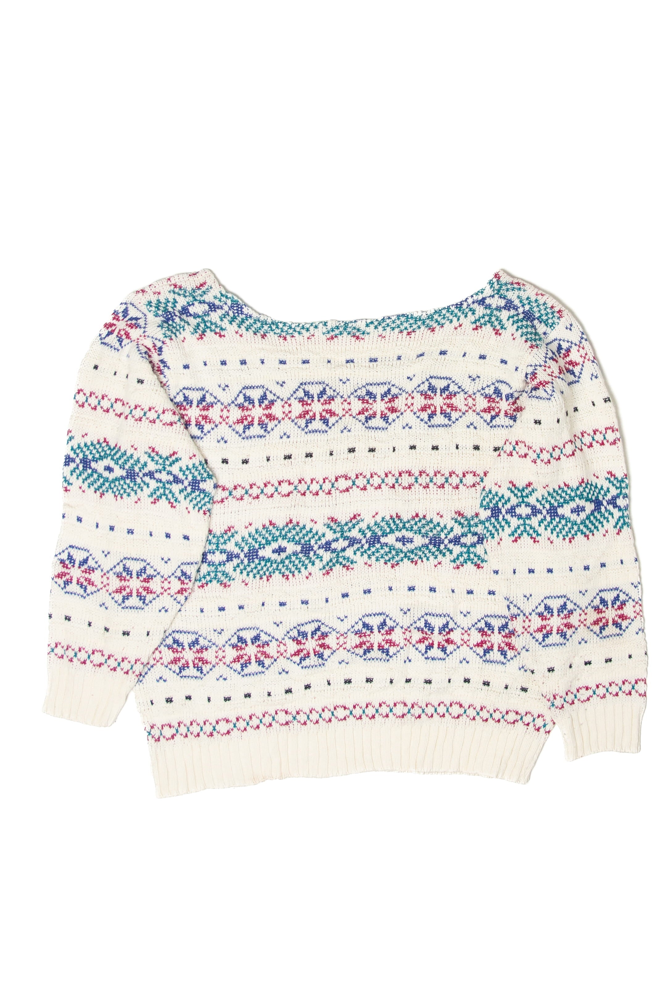 Vintage White Patterned 80s Sweater (1980s)