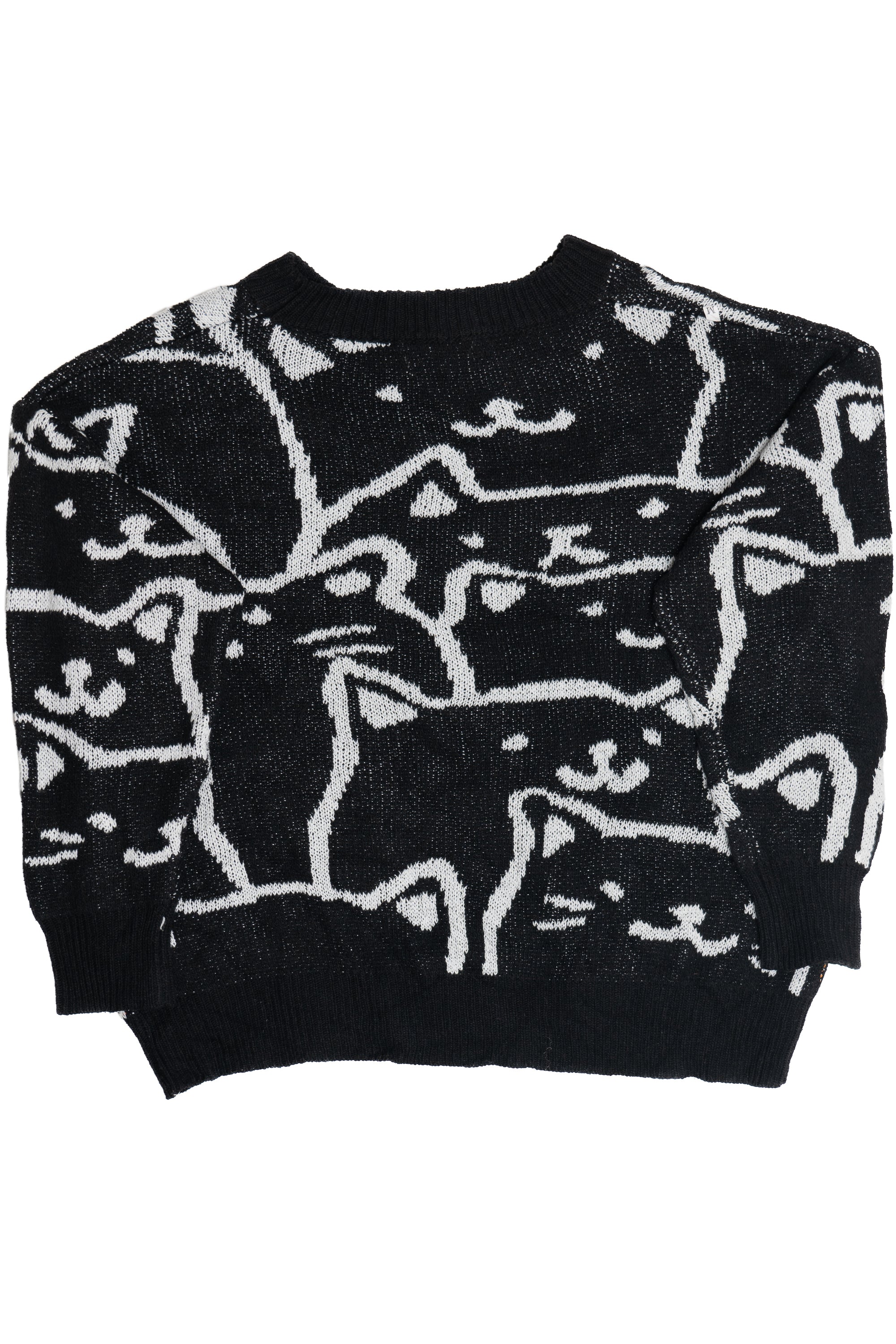 Peekaboo Orange Cat Roven Dino 80s Style Sweater