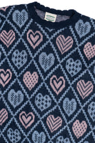 Vintage Pastel Hearts Navy 80s Sweater (1980s)