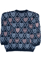 Vintage Pastel Hearts Navy 80s Sweater (1980s)