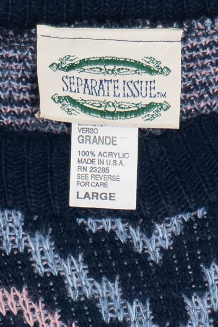 Vintage Pastel Hearts Navy 80s Sweater (1980s)