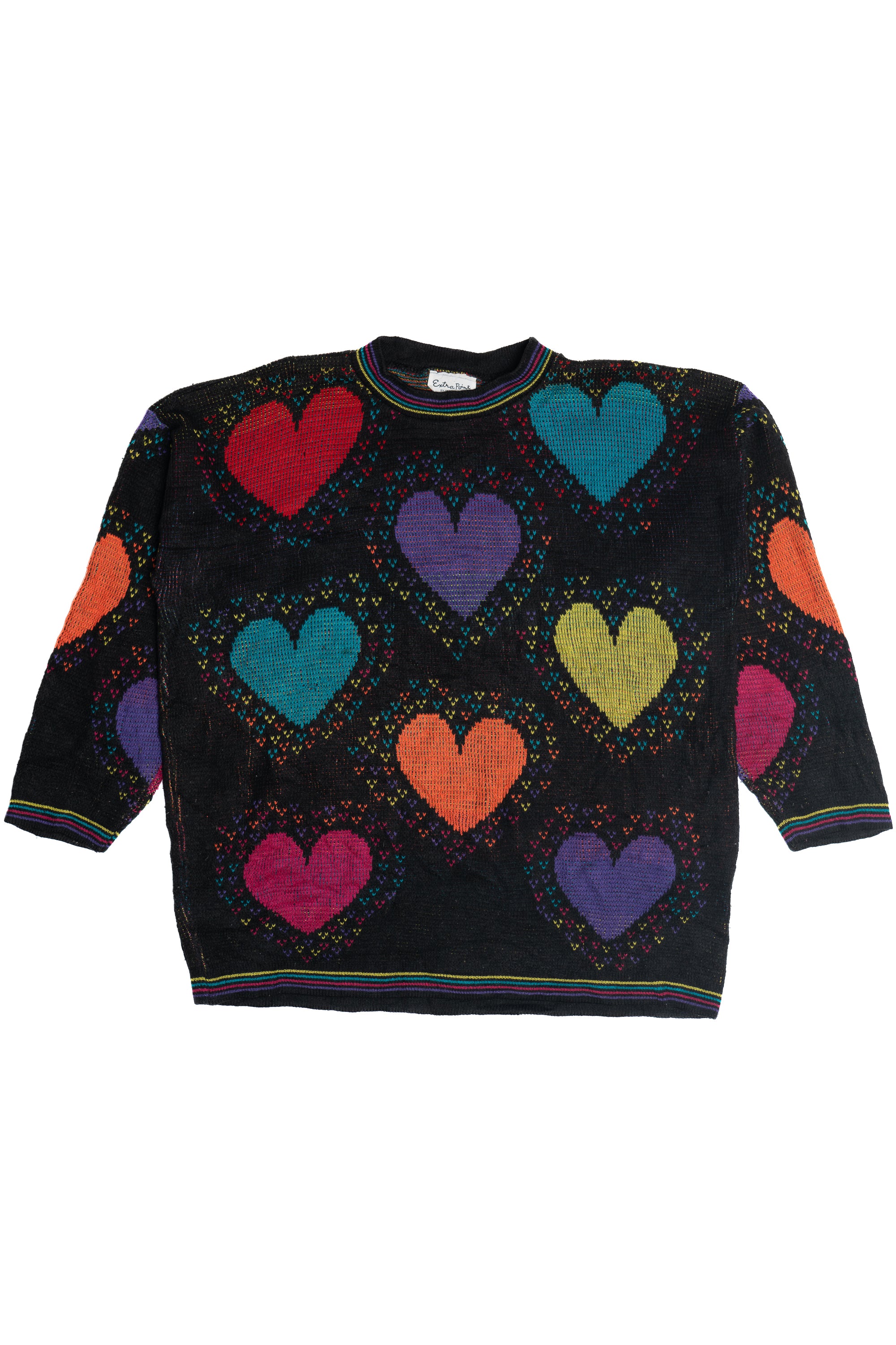 Vintage Extra Point Neon Hearts 80s Sweater (1980s)