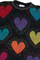 Vintage Extra Point Neon Hearts 80s Sweater (1980s)