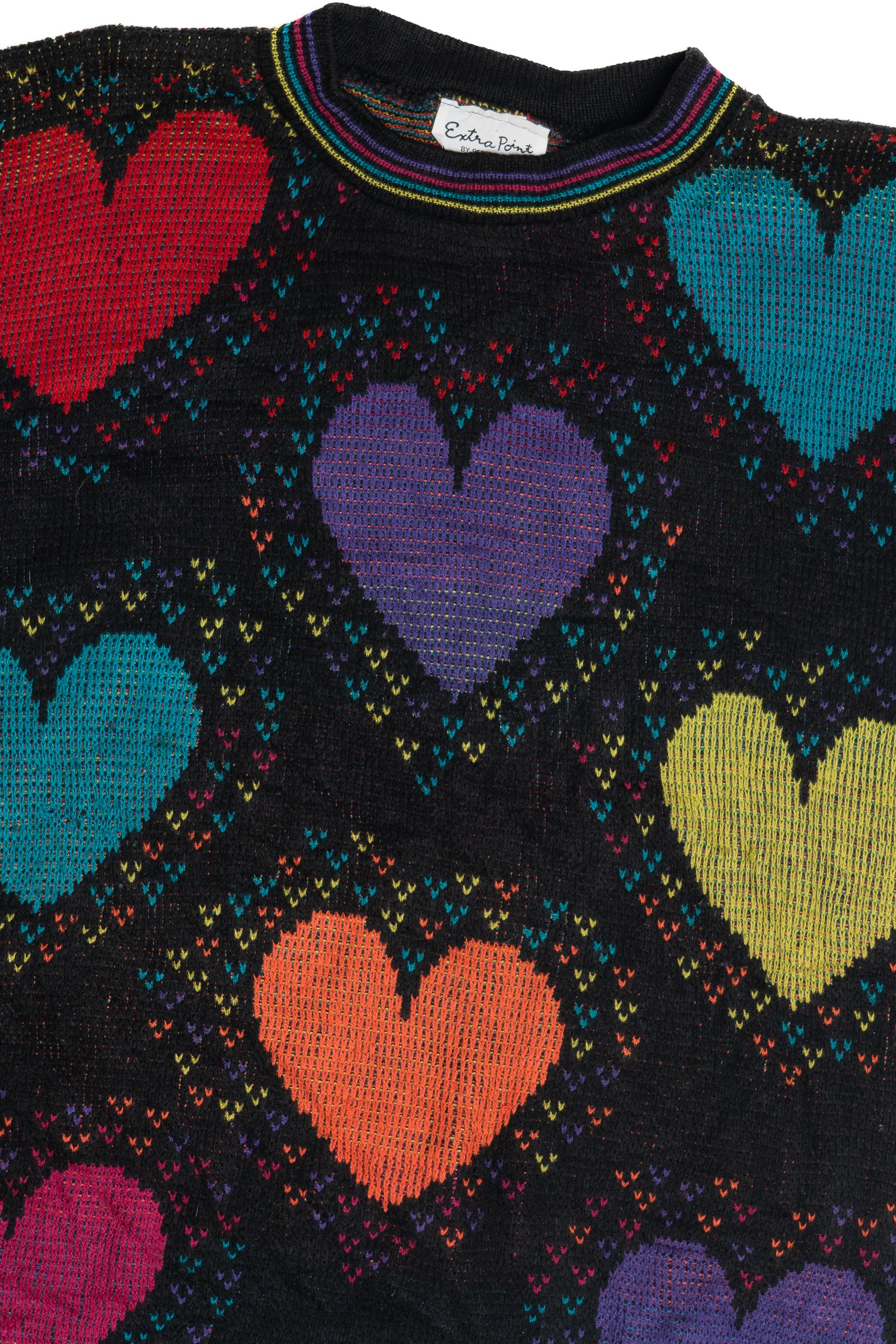 Vintage Extra Point Neon Hearts 80s Sweater (1980s)