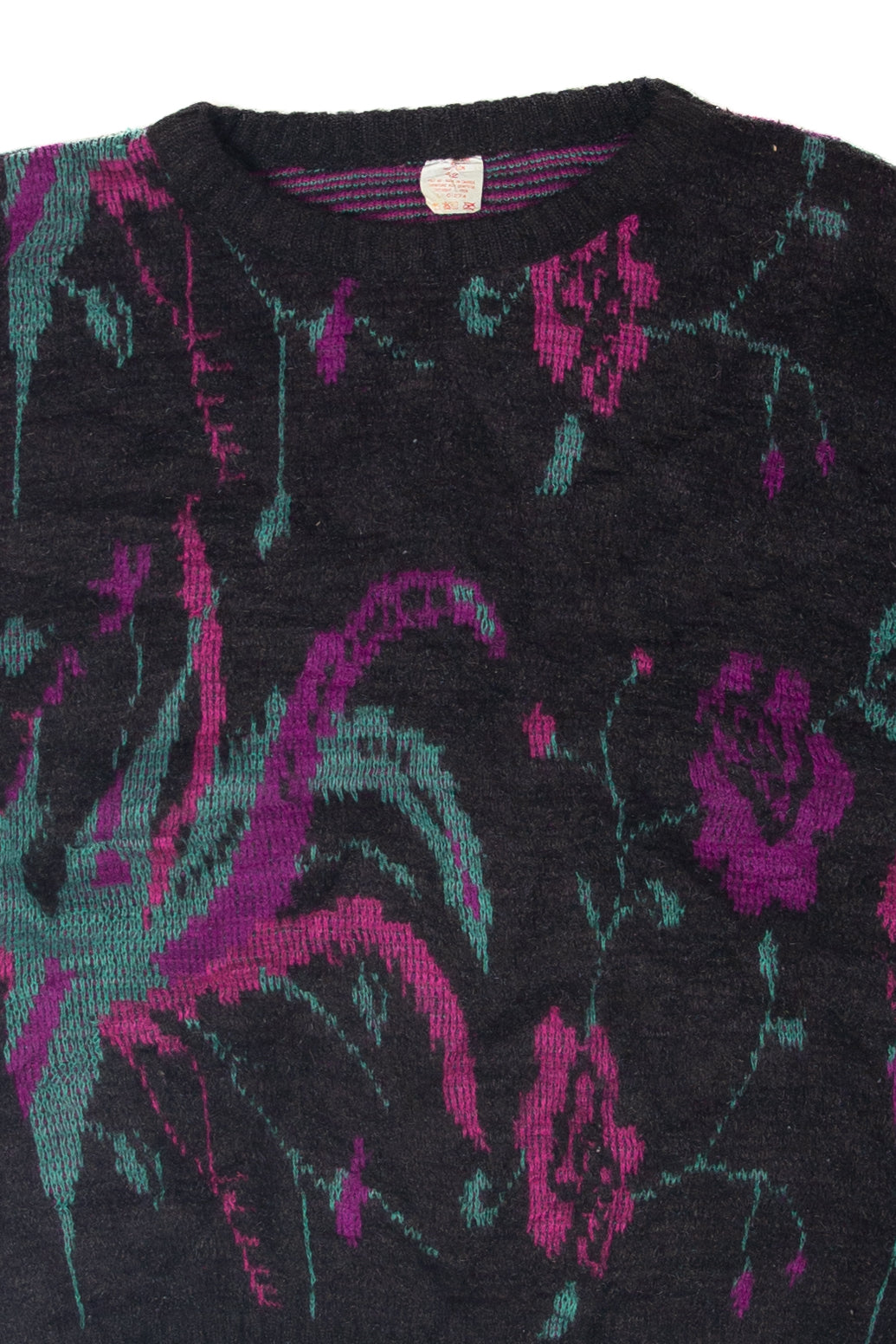 Vintage Purple And Pink Flowers 80s Sweater (1980s)
