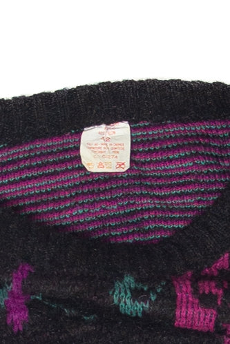 Vintage Purple And Pink Flowers 80s Sweater (1980s)