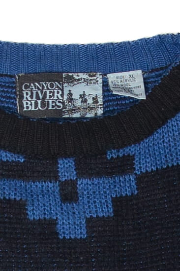 Vintage Canyon River Blues Geometric 80s Sweater (1980s)