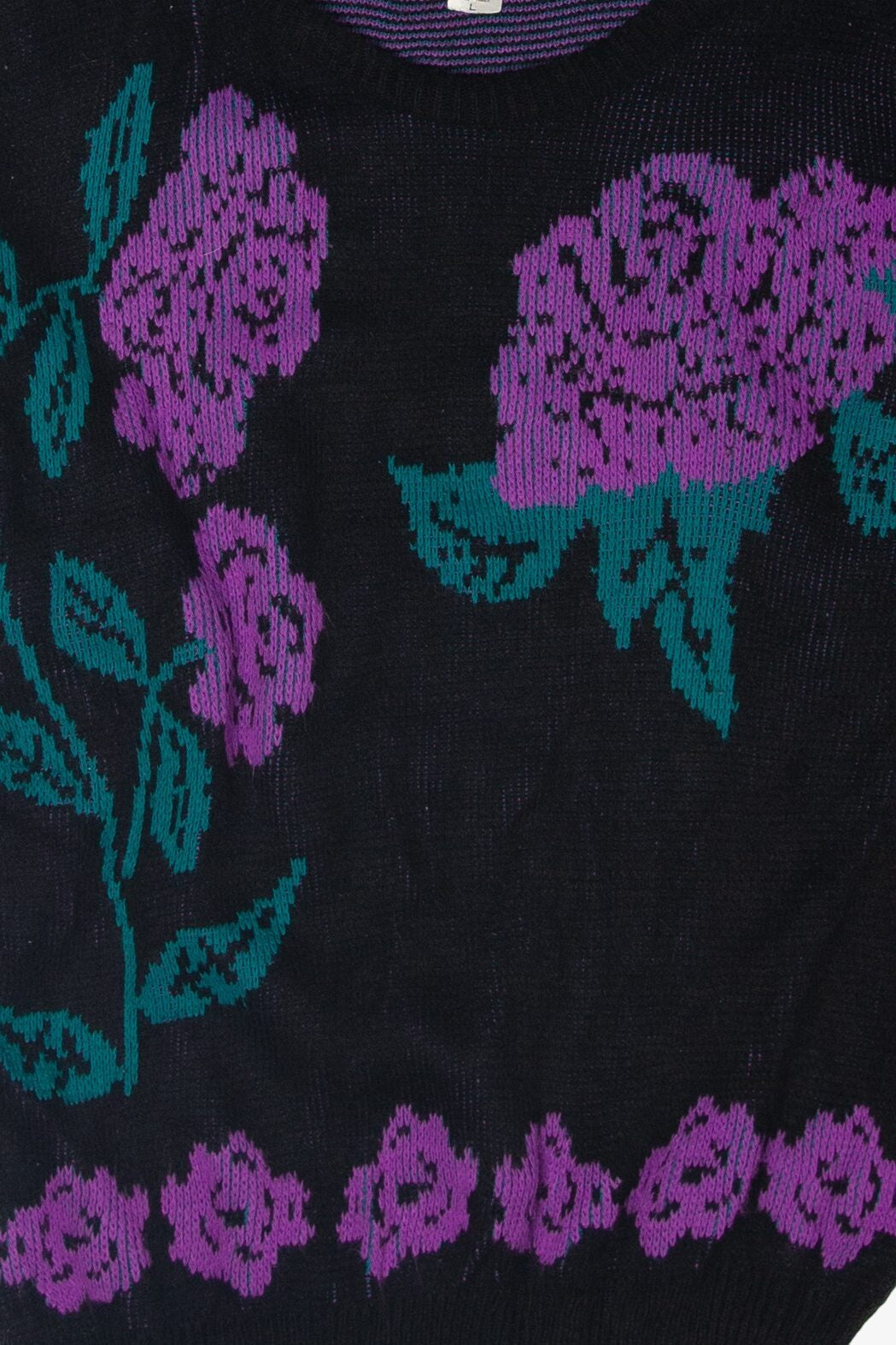 Vintage Western Collection Purple Roses 80s Sweater (1980s)