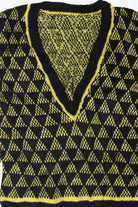 Vintage Black And Yellow V-Neck 80s Sweater (1980s)