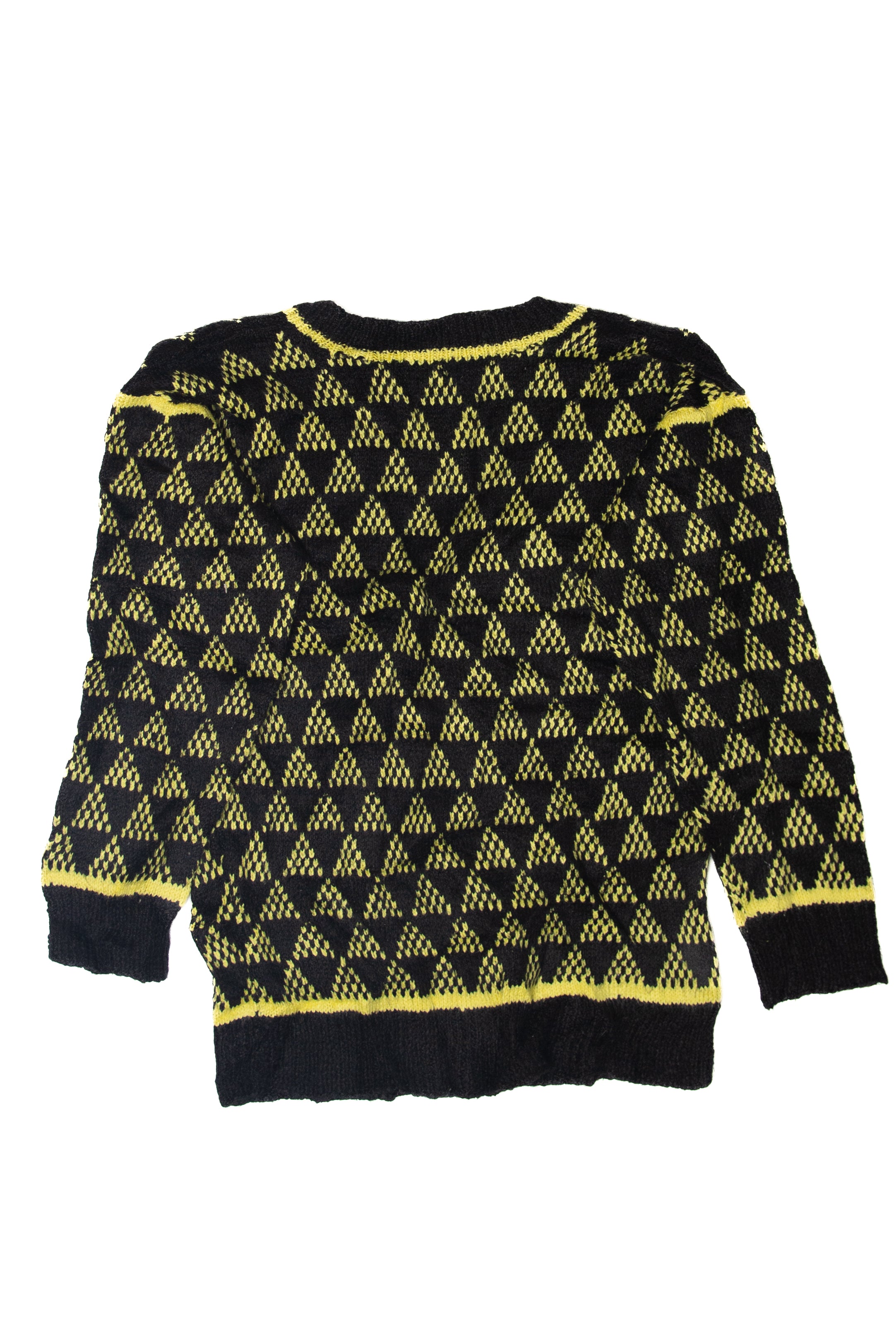 Vintage Black And Yellow V-Neck 80s Sweater (1980s)