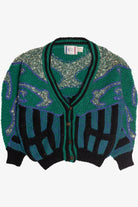 Vintage Novo 80s Rorschach Striped Cardigan Sweater (1980s)
