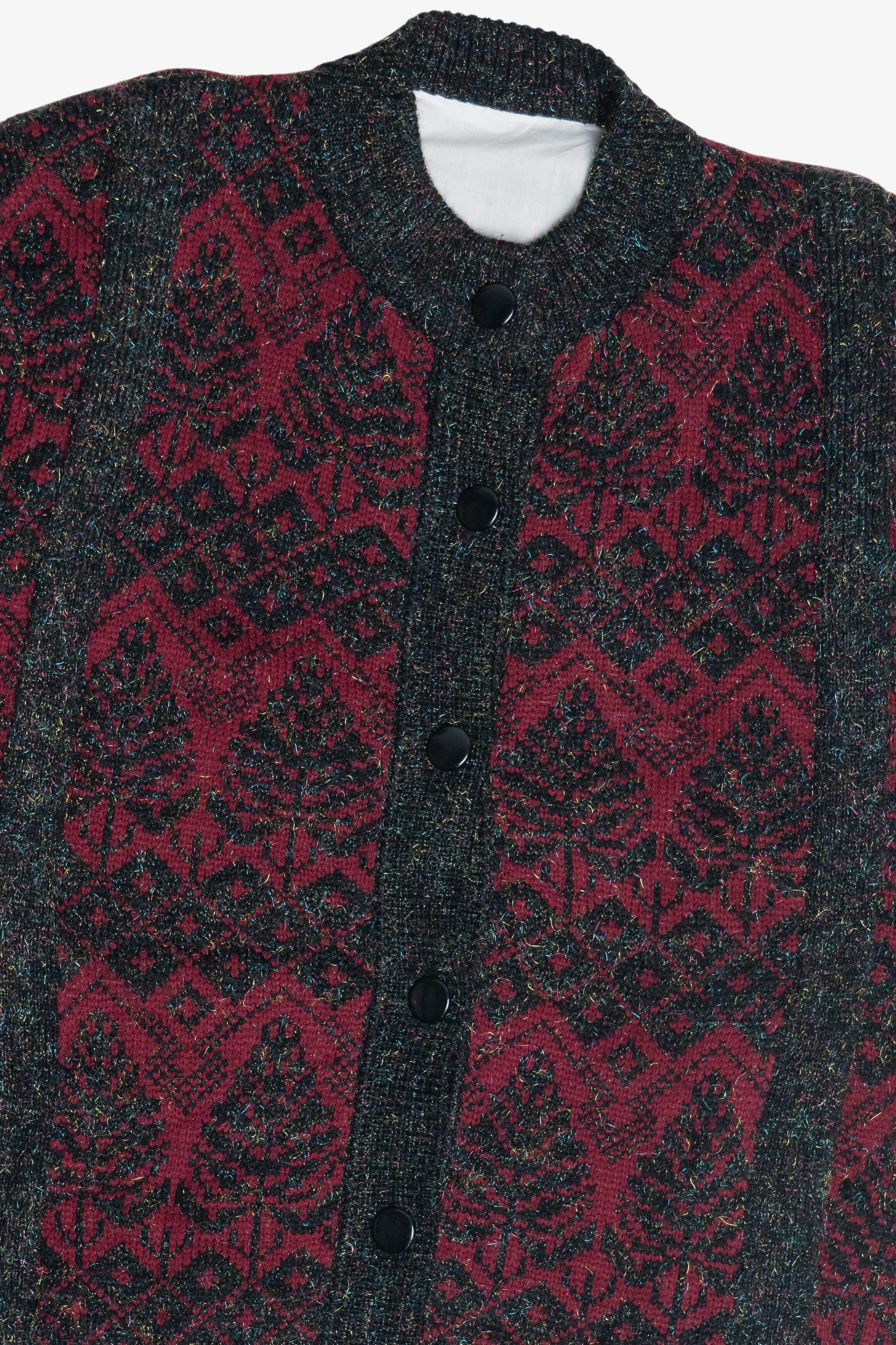 Vintage 80s Lined Cardigan Sweater (1980s)