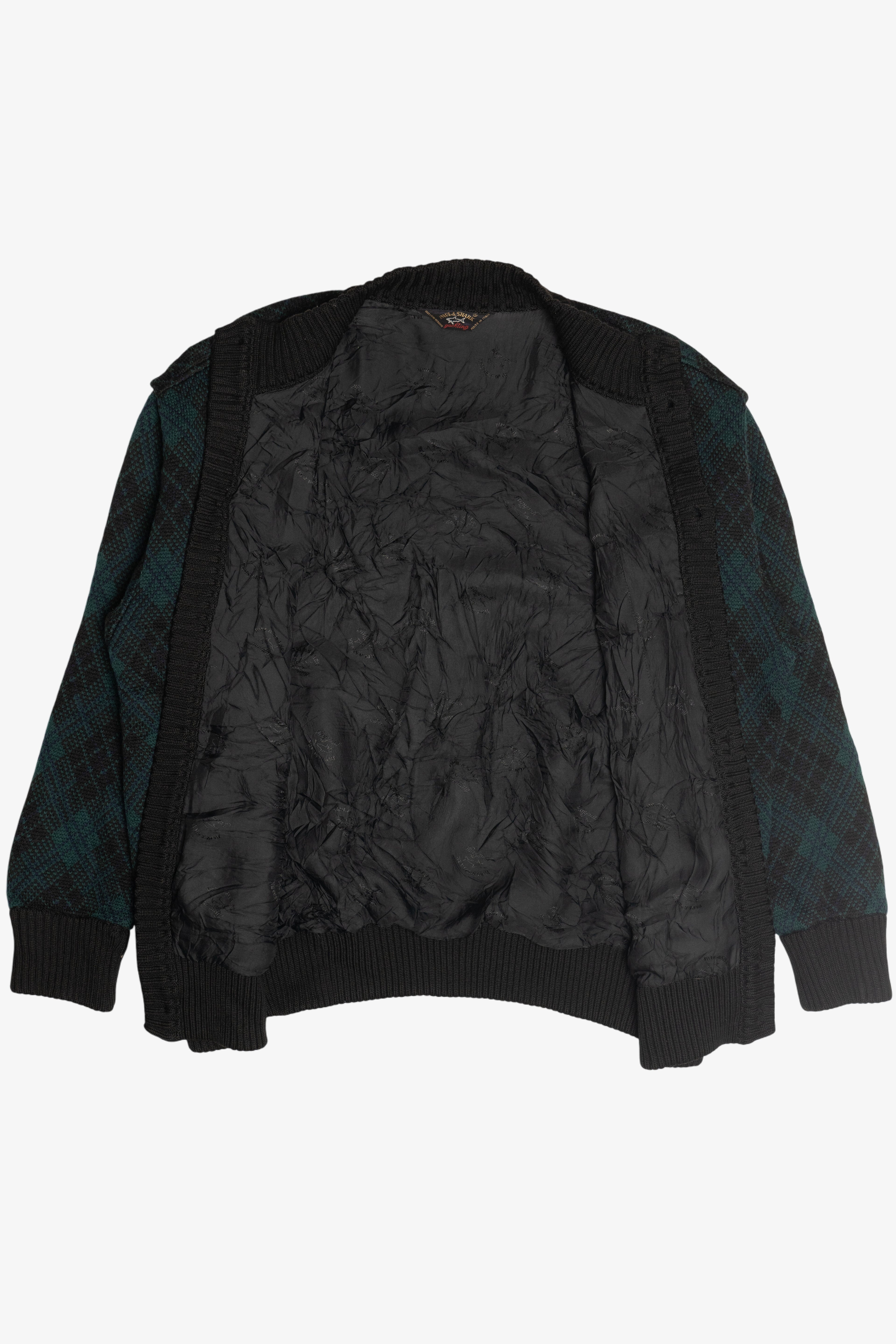 Vintage Paul & Shark Yachting Plaid Lined Cardigan (1980s)