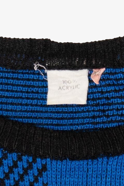 Vintage Blue Squares 80s Sweater (1980s)