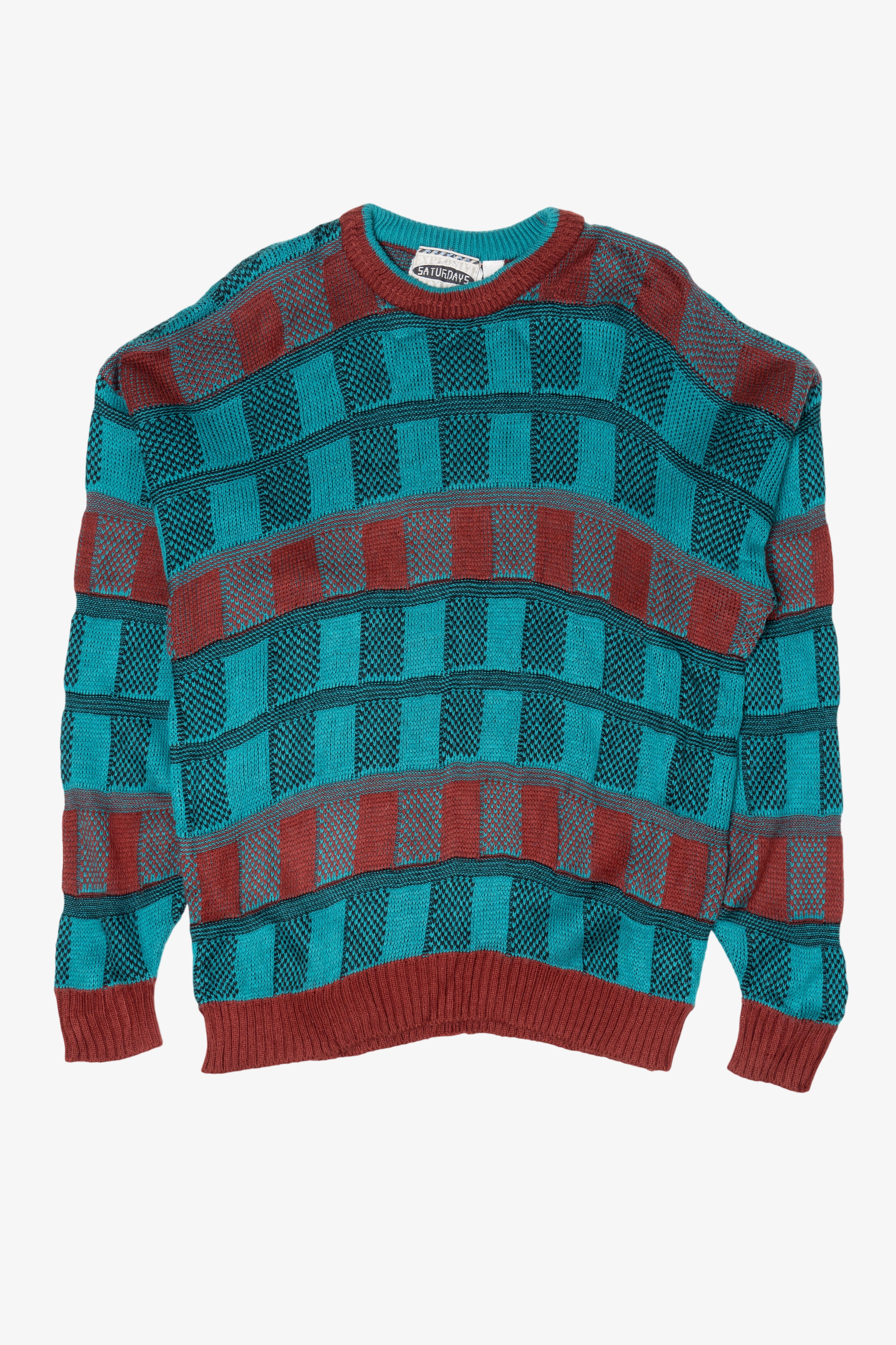 Vintage Blue And Red Saturdays 80s Sweater (1980s)