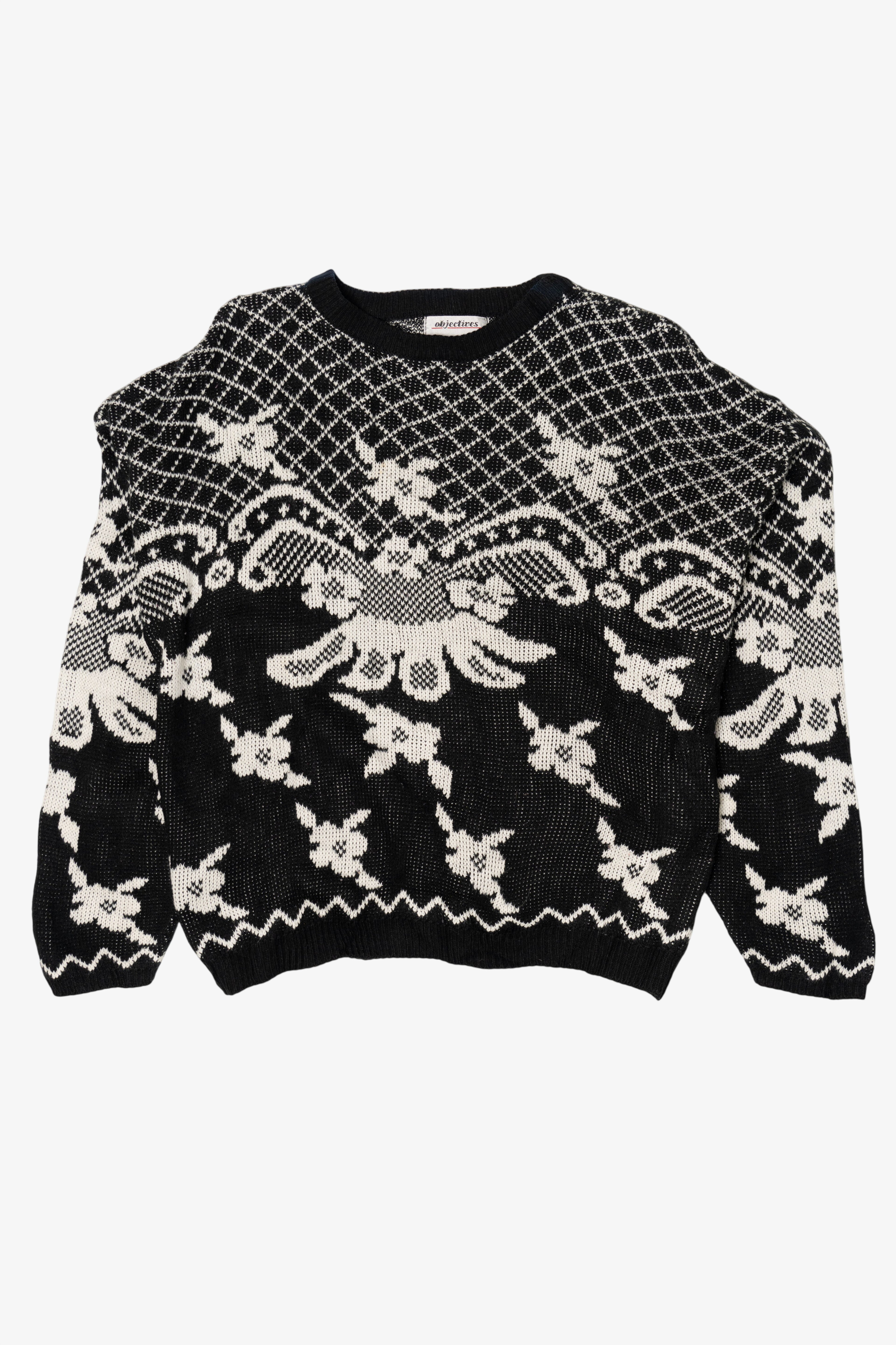 Vintage Black And White Objectives 80s Sweater (1980s)