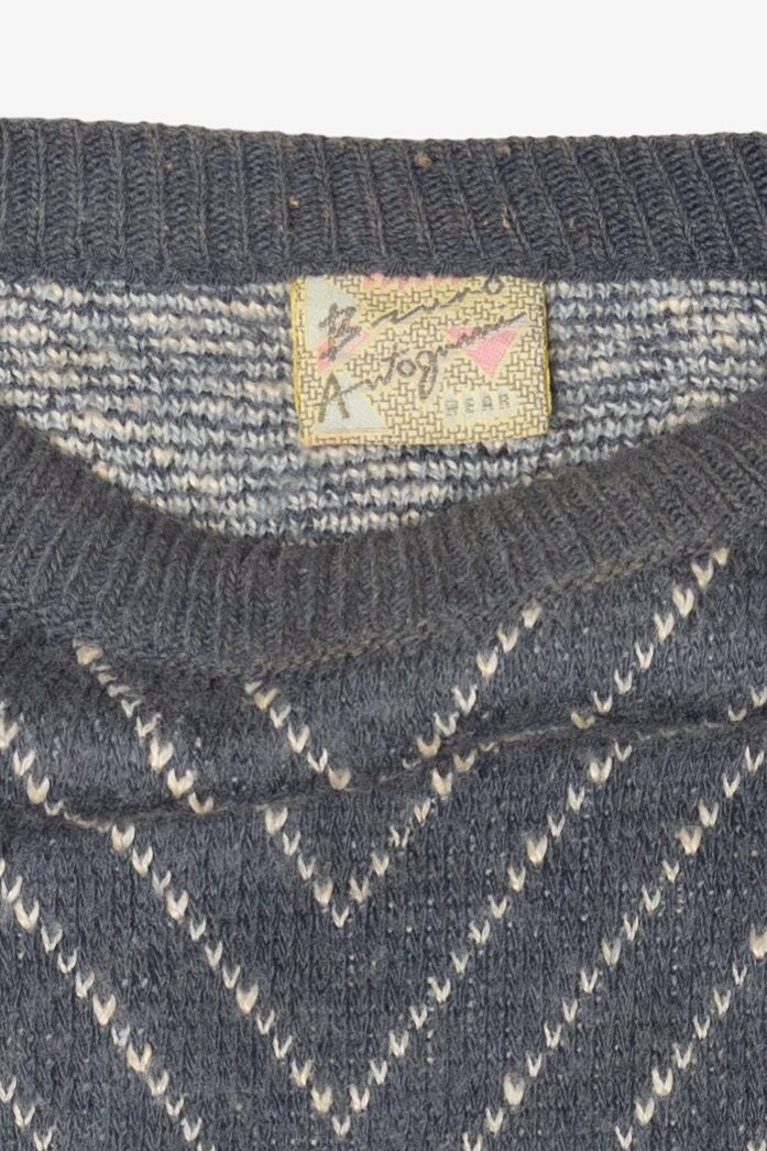 Vintage Gray Geometric Checkered 80s Sweater (1980s)