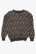 Vintage North Winds Brown Square Pattern 80s Sweater (1980s)