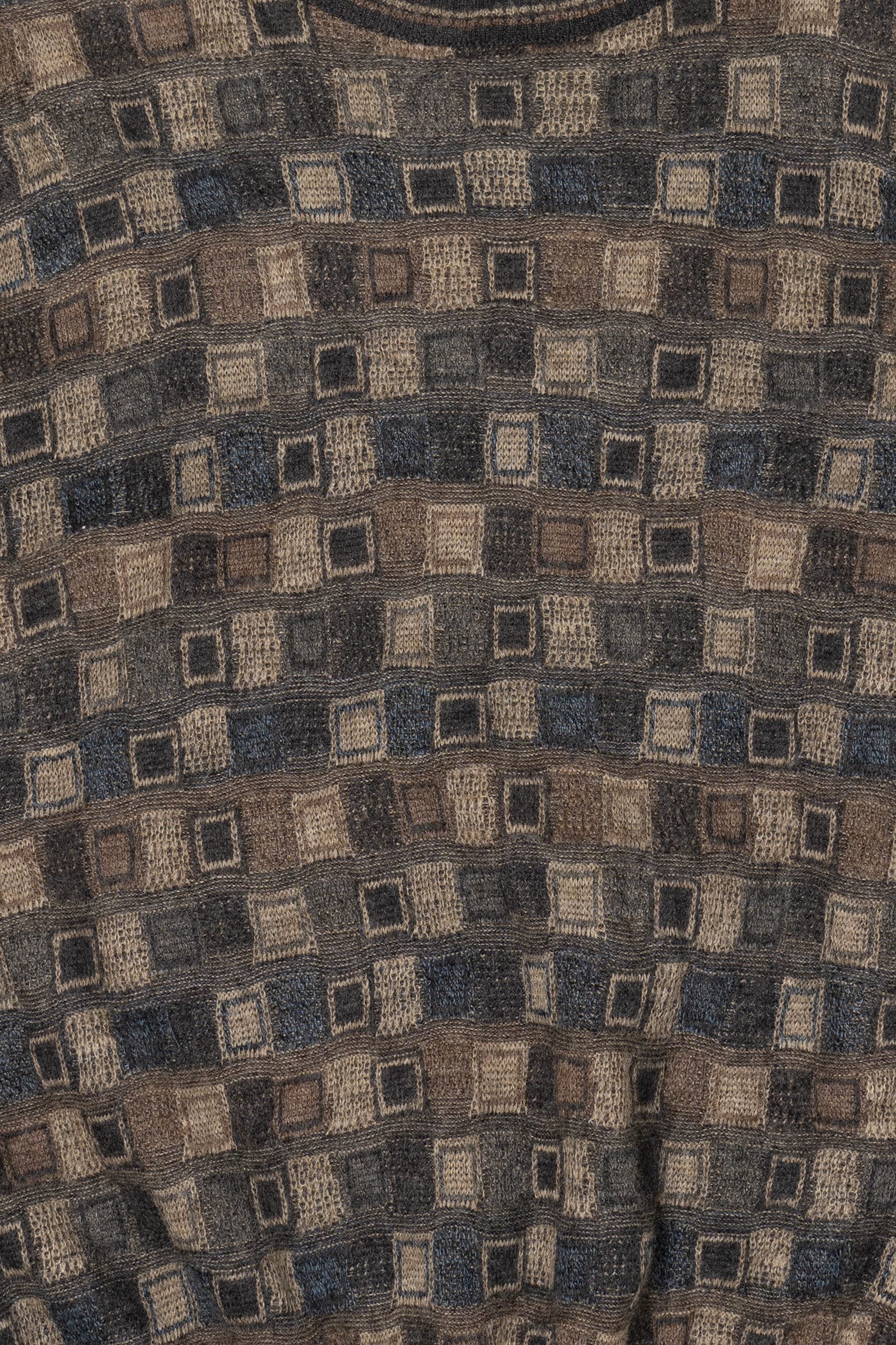 Vintage North Winds Brown Square Pattern 80s Sweater (1980s)