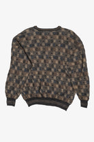 Vintage North Winds Brown Square Pattern 80s Sweater (1980s)
