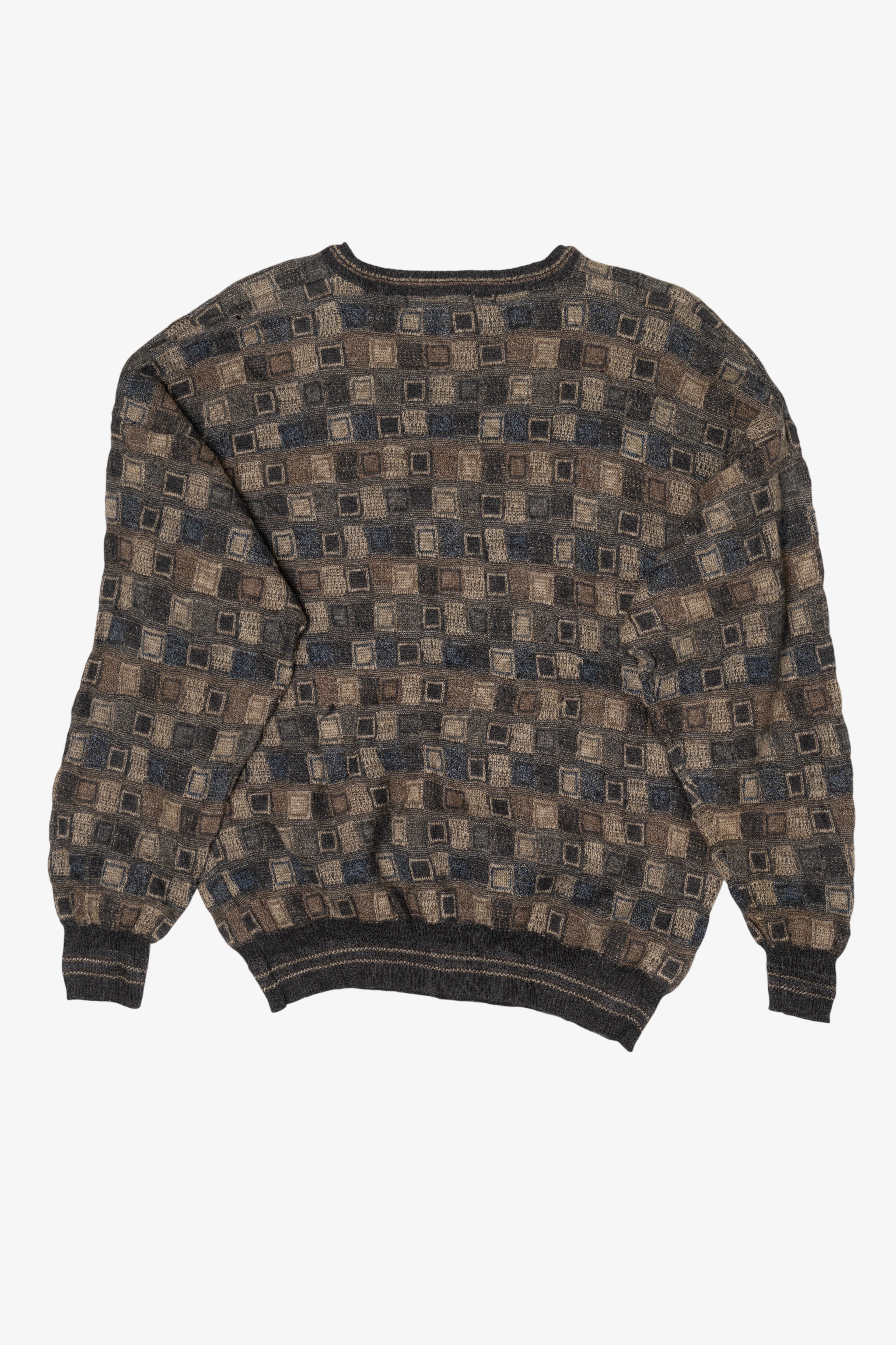 Vintage North Winds Brown Square Pattern 80s Sweater (1980s)