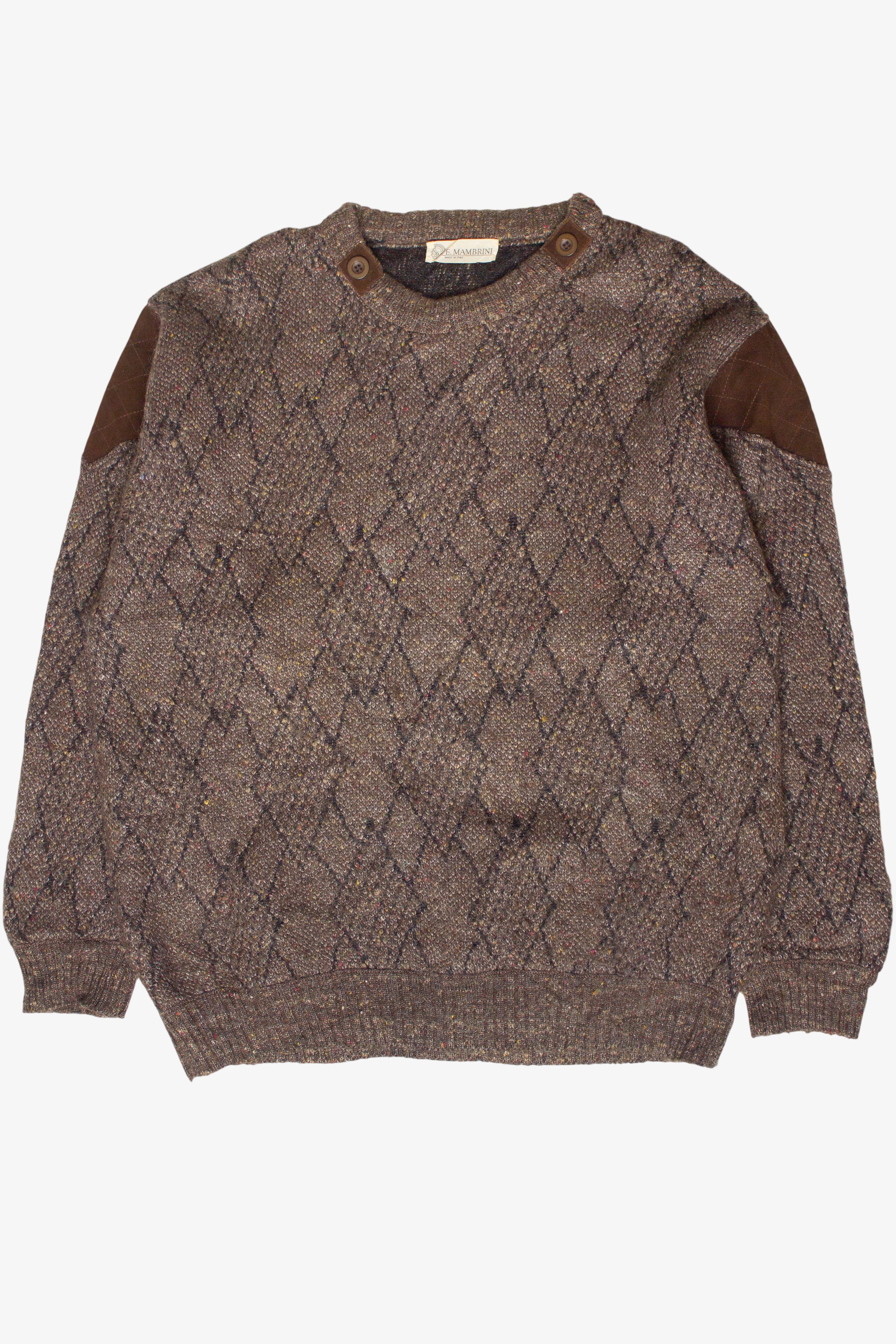 Vintage Suede Shoulder Patches E. Mambrini 80s Sweater