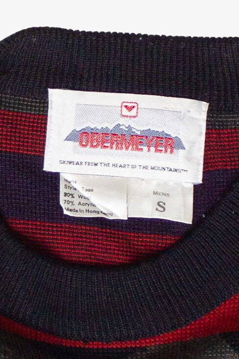 Vintage Geometric Striped Patterned Obermeyer 80s Sweater