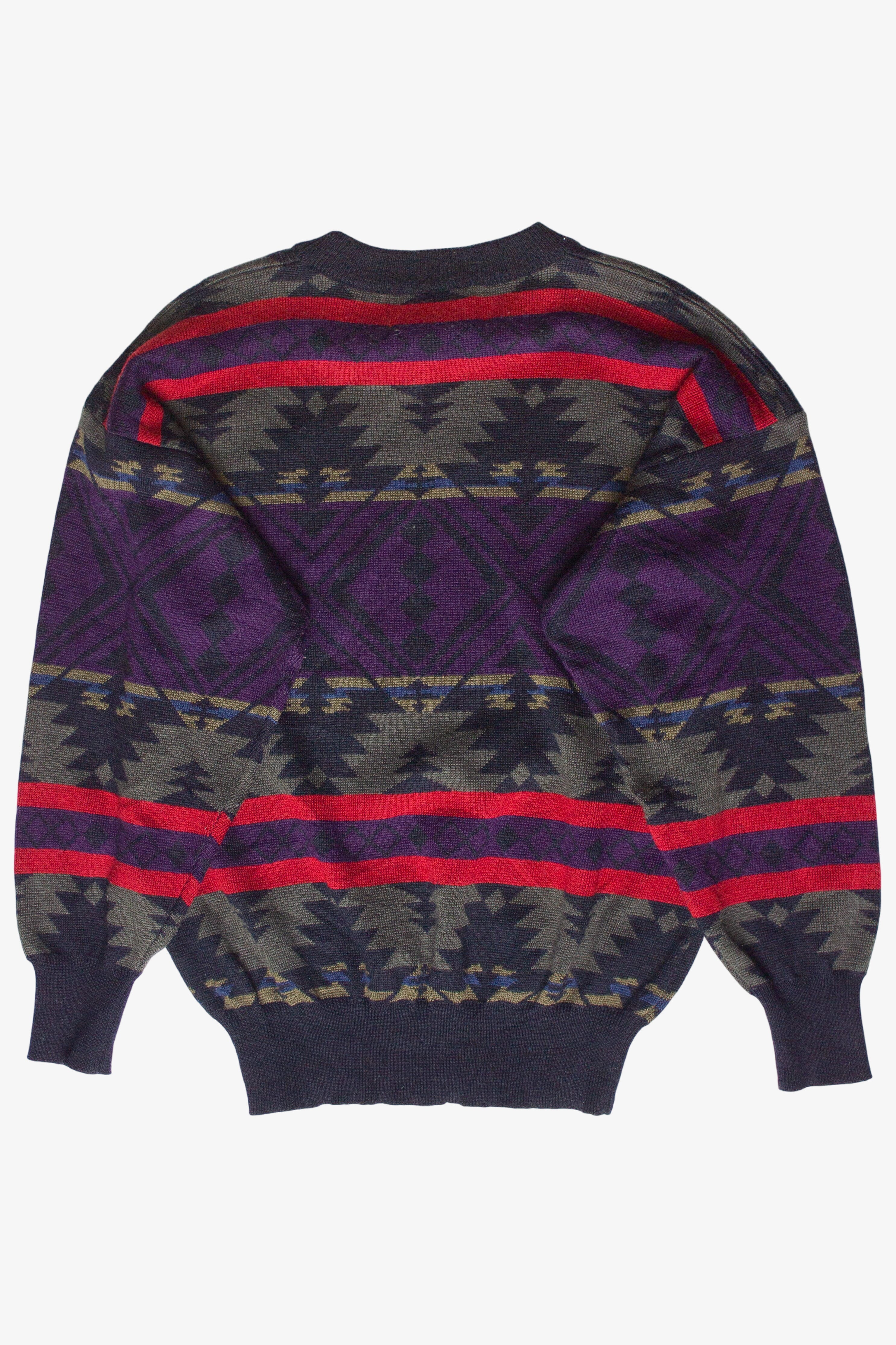 Vintage Geometric Striped Patterned Obermeyer 80s Sweater