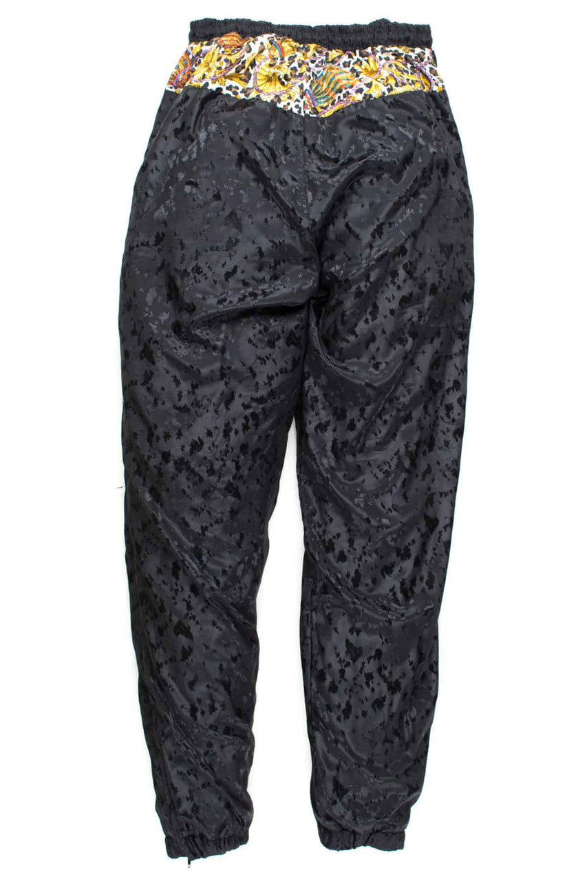 Textured Satin Cheetah Print Track Pants